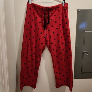 Red Polka Dot Fleece Pajama Pants